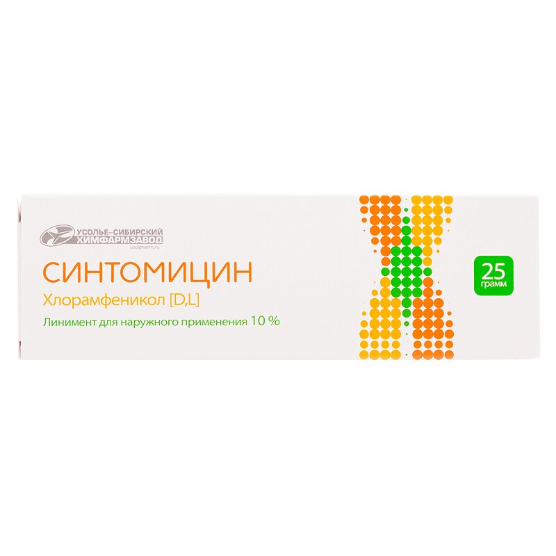 Синтомицин линимент для наружного применения 10% туба 25 г 1 шт