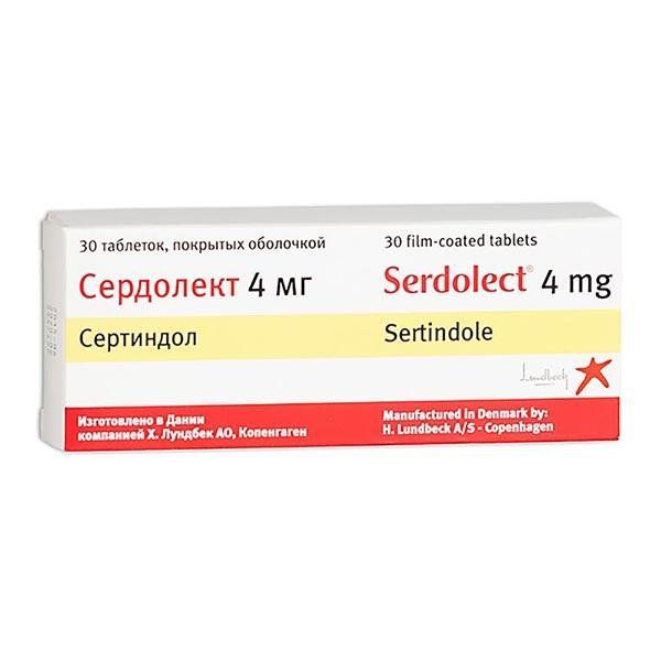 Изображение товара Сертиндол 4 мг таблетки для лечения шизофрении пакет 30 шт