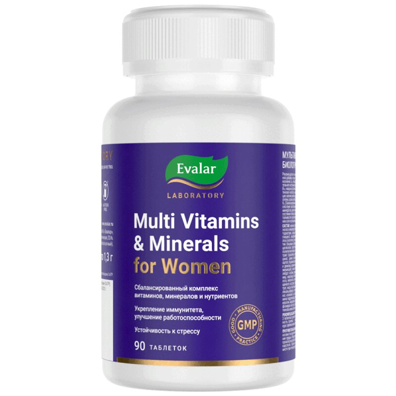 мультивитамины и минералы мужские таб п о 90 Эвалар Лаб Мультивитамины и минералы женские таб.90 шт