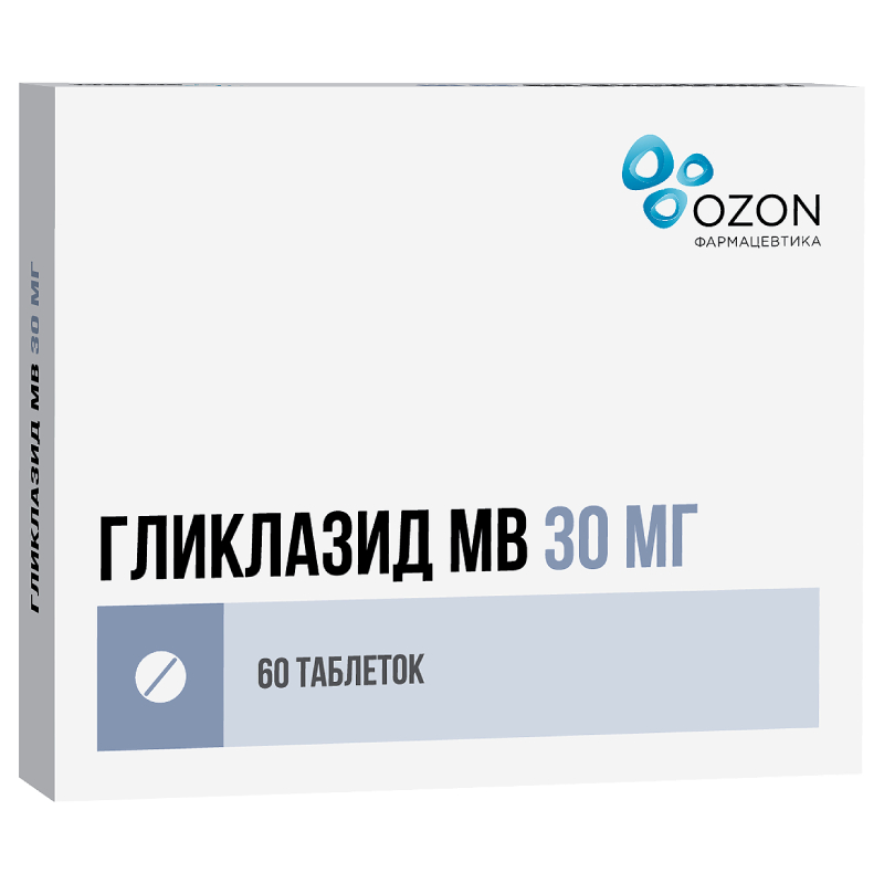Изображение товара Гликлазид МВ 30 мг таблетки с модифицированным высвобождением 60 шт Россия
