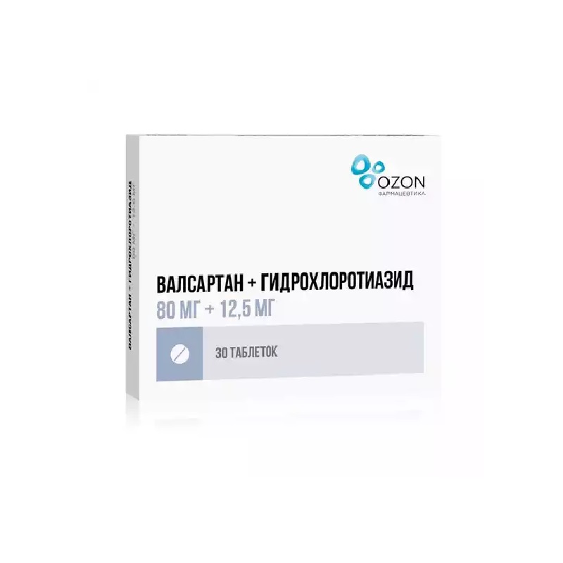 Изображение товара Валсартан+Гидрохлоротиазид 80 мг+12,5 мг таблетки 30 шт