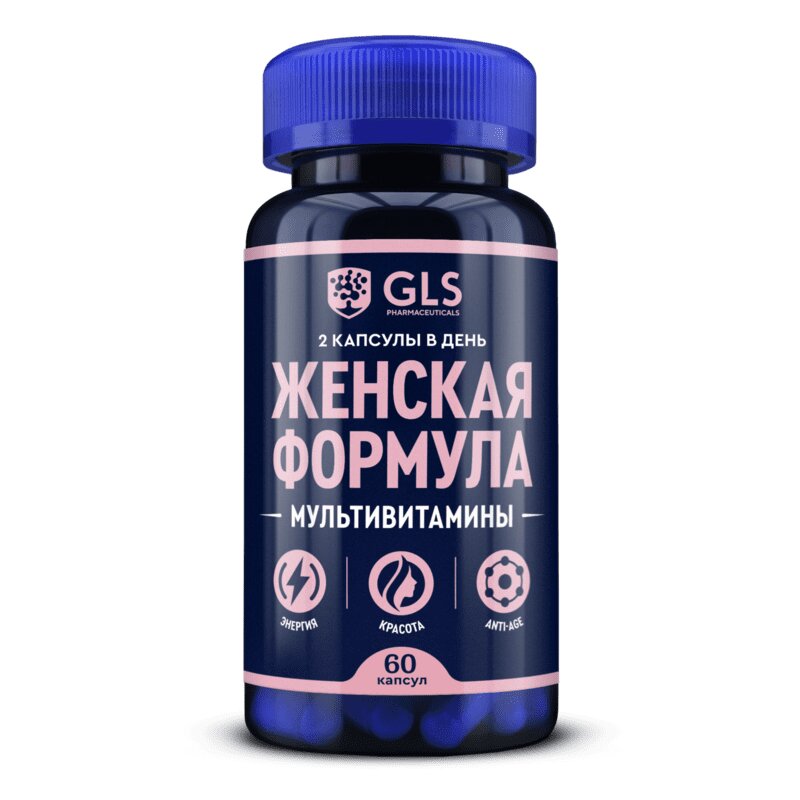 Изображение товара Мультивитамины для женщин GLS Pharmaceuticals 60 капсул — поддержка красоты и здоровья