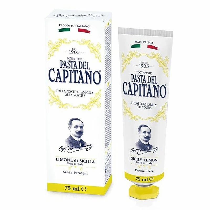 Pasta del Capitano 1905 Паста зубная Сицилийский Лимон 75 мл d i e s зубная нить плоская невощеная с ароматом клубники 1