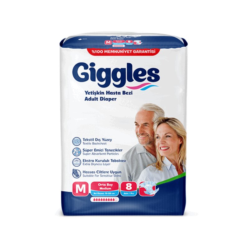 Giggles Подгузники для взрослых р. М 8 шт comforte салфетки влажные для ухода за лежачими больными размер xl 60 шт