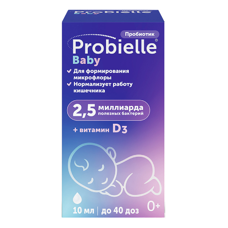 

Probielle Baby Пробиотик + Витамин Д3 капли для приема внутрь 10 мл