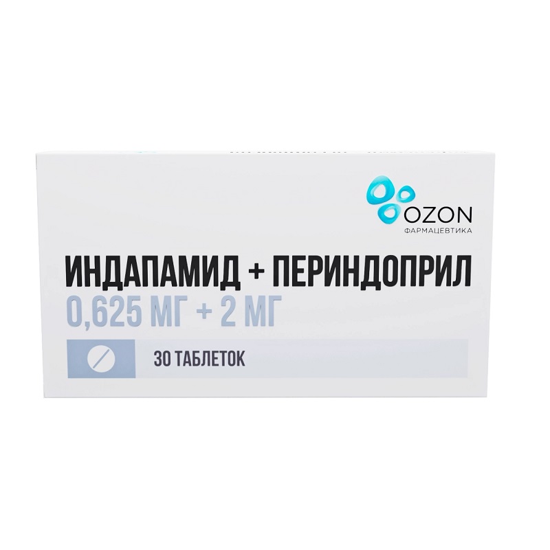 Изображение товара Индапамид + Периндоприл 0,625 мг+2 мг таблетки 30 шт