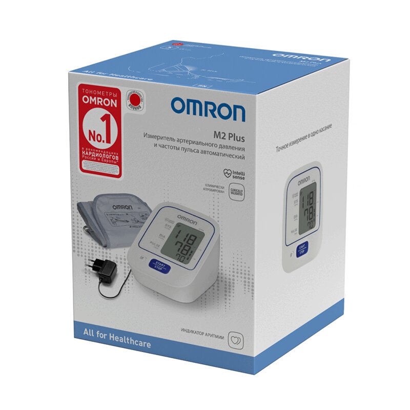 

Omron Тонометр автоматический M2 Plus ARU с адаптером и манжетой 22-32 см