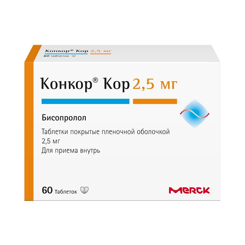 Изображение товара Конкор Кор 2,5 мг таблетки для сердечно-сосудистых заболеваний, 60 шт