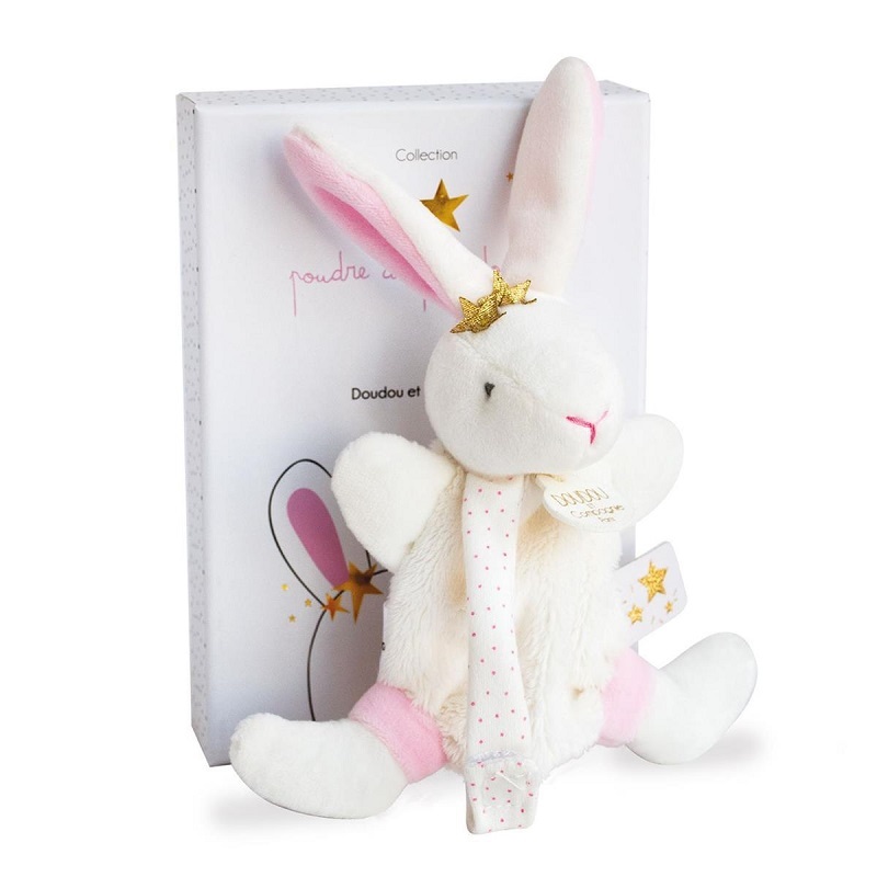 Doudou et Compagnie Кролик Пелидуду c держателем для пустышки розовый игрушки с секретом