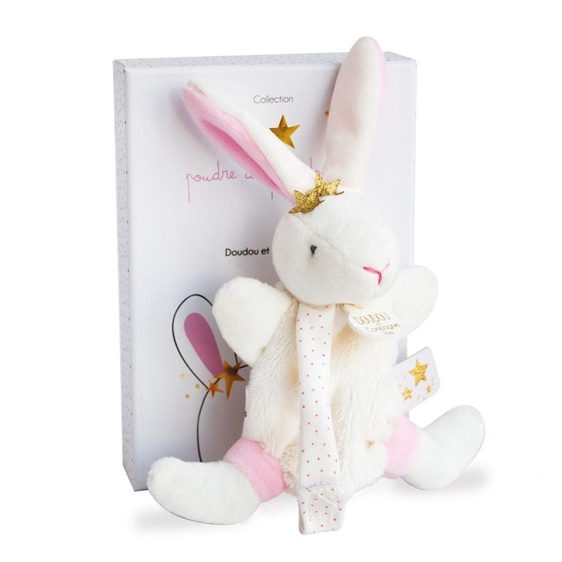 

Doudou et Compagnie Кролик Пелидуду c держателем для пустышки розовый