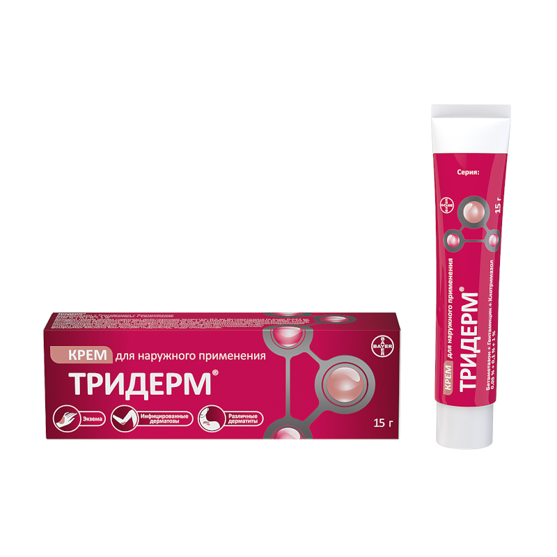Изображение товара Тридерм крем 15 г для наружного применения противовоспалительный и противогрибковый