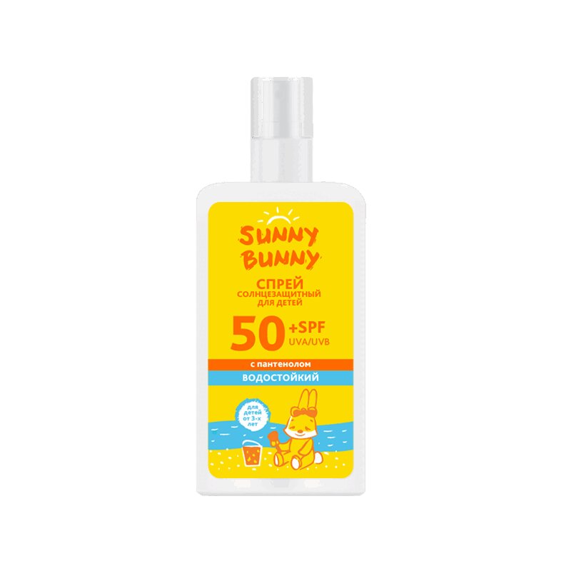 Sunny Bunny Спрей дет.солнцезащитный водостойкий с пантенолом SPF50+ 150 мл toofruit жидкость для снятия лака детская лимон алоэ вера 5