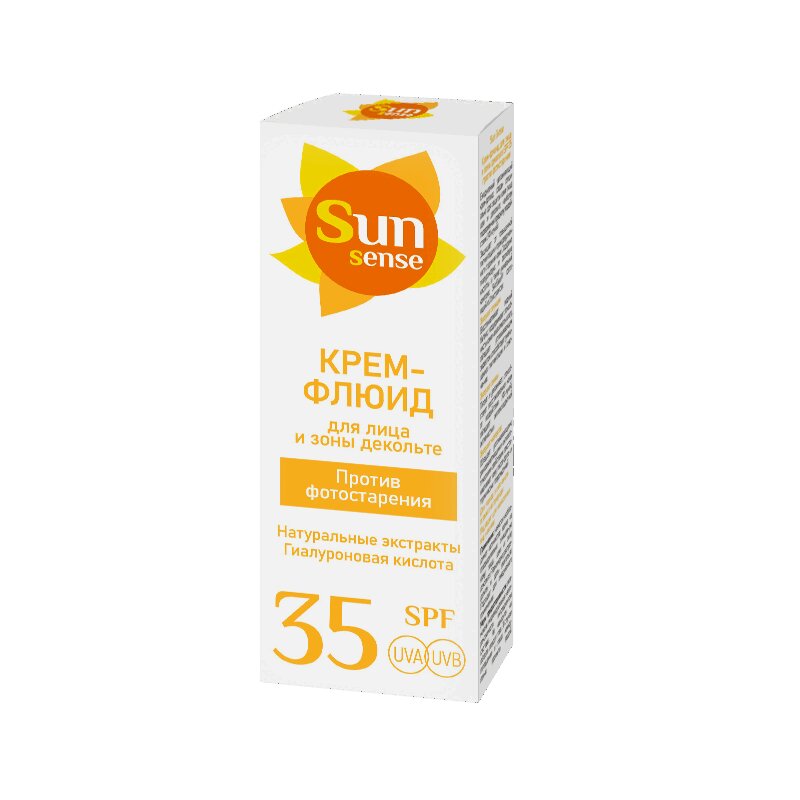 Sun Sensе Крем-флюид для лица и зоны декольте SPF35 против фотостарения 75 мл cc red корректирующий крем для лица 15 мл