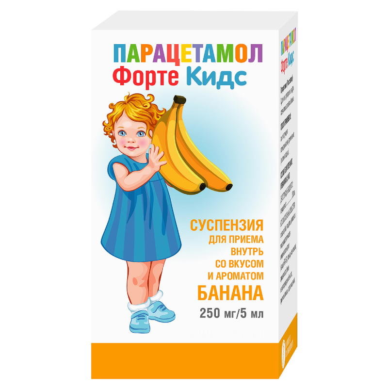 Изображение товара Парацетамол ФортеКидс 250 мг/5 мл суспензия для приема внутрь Банан 80 мл