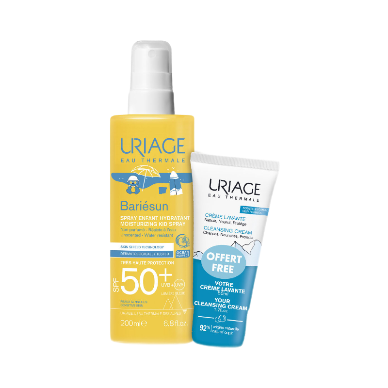 Uriage Набор Барьесан (спрей увлажняющий для детей SPF50+ 200 мл+крем очищающий пенящийся 50 мл) атласы амфибии и рептилии атласы с наклейками для детей