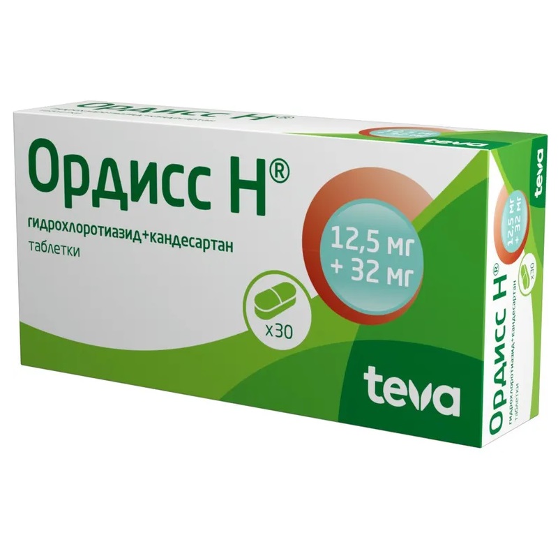 Изображение товара Ордисс Н 12,5 мг + 32 мг таблетки для снижения артериального давления, 30 шт