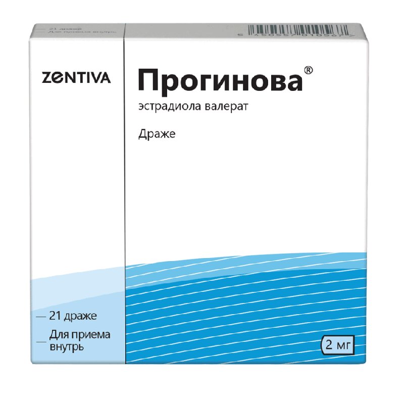 Изображение товара Прогинова 2 мг драже для заместительной гормональной терапии, 21 шт