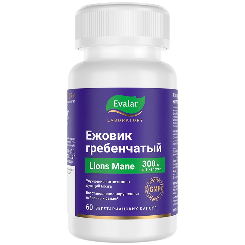 Изображение товара Ежовик гребенчатый 300 мг капсулы 60 шт для поддержки нервной системы