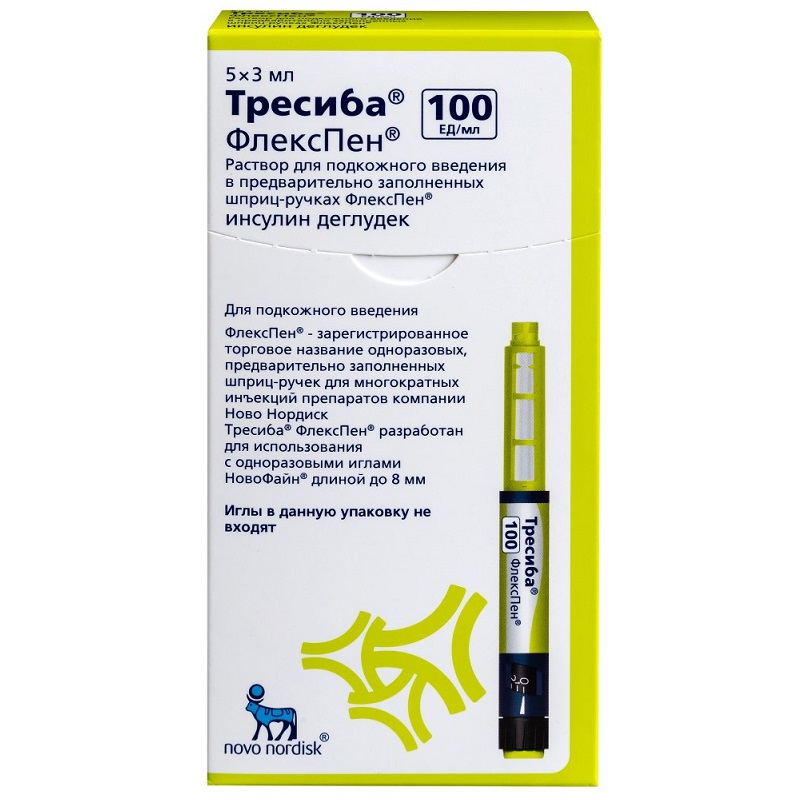 Изображение товара Тресиба ФлексПен 100 ЕД/мл раствор для инъекций 5 шт в шприц-ручке