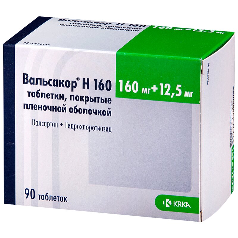Изображение товара Вальсакор Н160 160 мг+12,5 мг таблетки от гипертонии, 90 шт