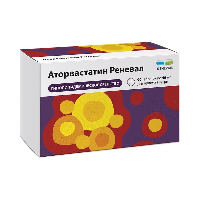 

Аторвастатин Реневал 40 мг таблетки 90 шт