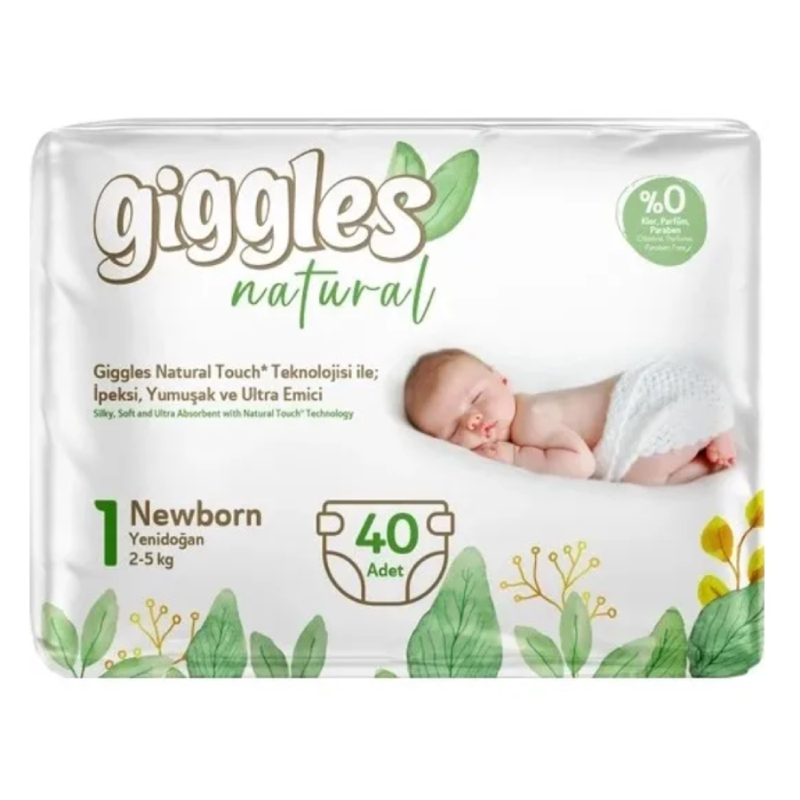 Giggles Нэйчерал Ньюборн Подгузники детские 2-5 кг 40 шт развивающие наклейки для малышей счет