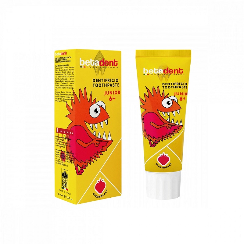 Изображение товара Зубная паста Betadent Junior клубника 75 мл для детей от 6 лет