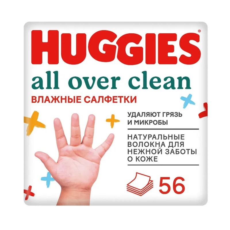 Изображение товара Huggies Оловер Клин Салфетки детские влажные 56 шт