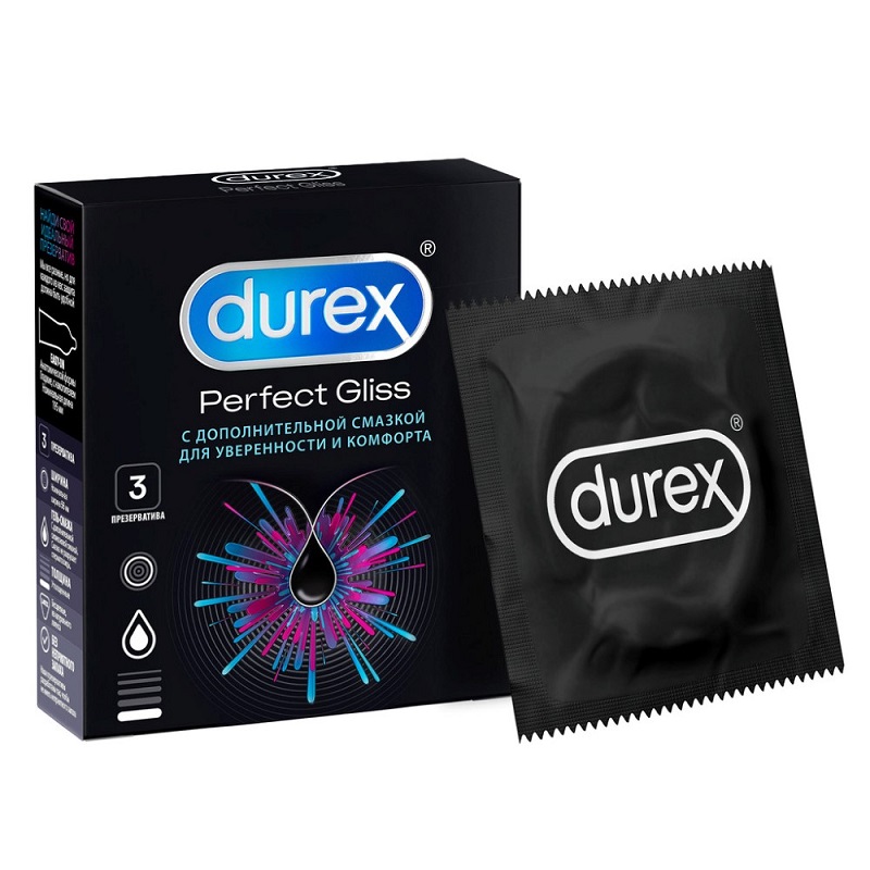 Изображение товара Durex Perfect Gliss Презервативы с дополнительной смазкой 3 шт