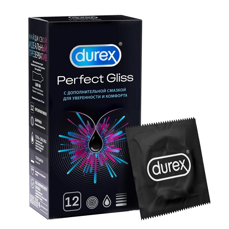 Изображение товара Durex Perfect Gliss Презервативы с дополнительной смазкой 12 шт