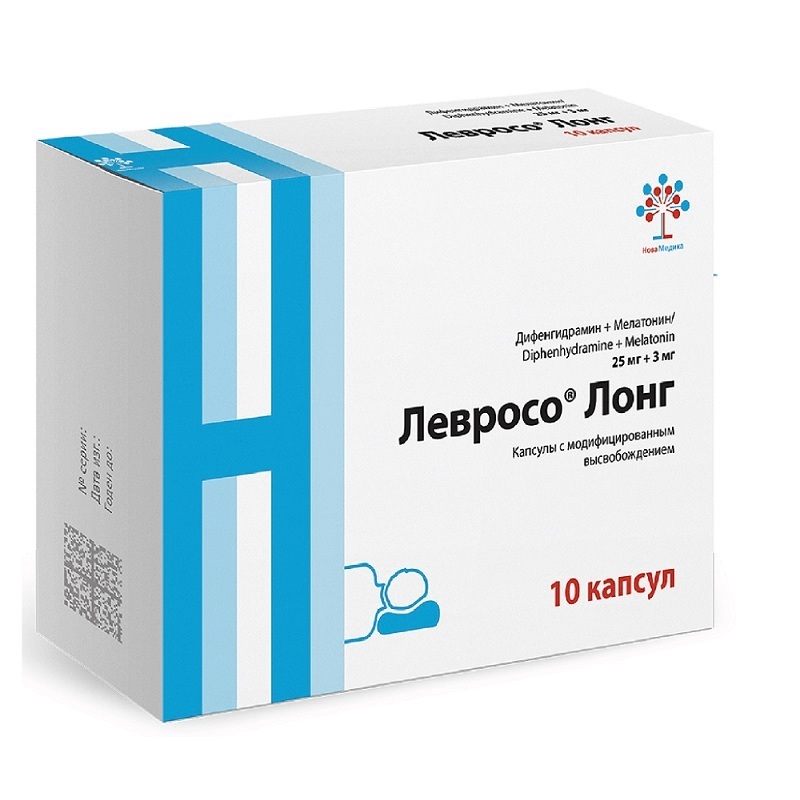 

Левросо Лонг 25 мг+3 мг капсулы с модифицированным высвобождением 10 шт