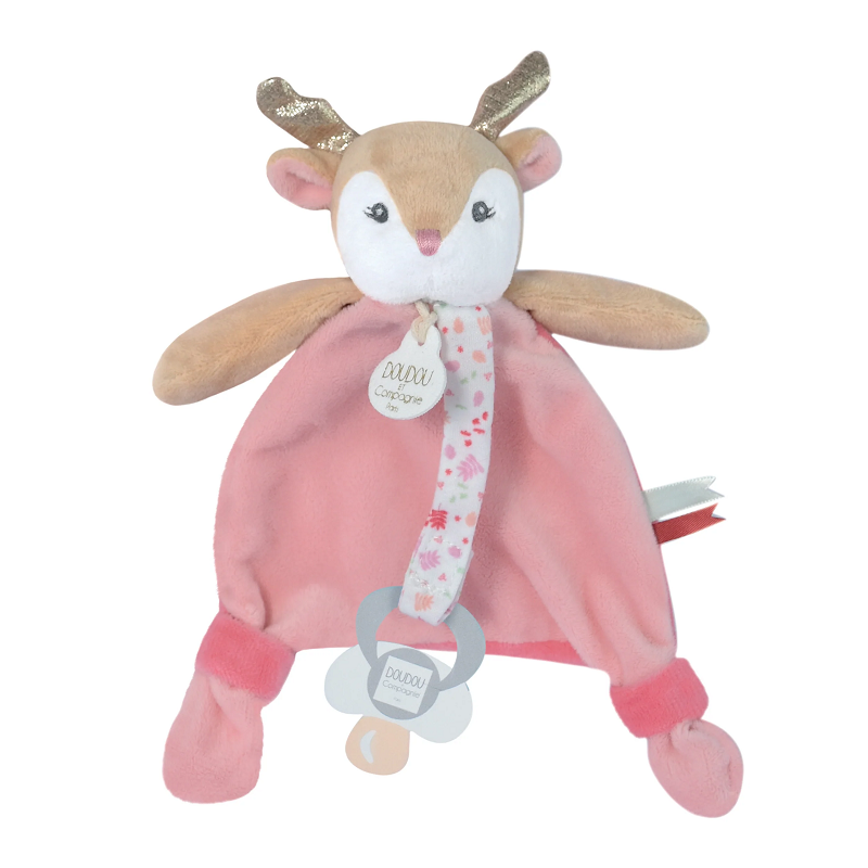 Doudou et Compagnie Комфортер Олененок с держателем для пустышки новогодние игрушки зайцы с подарками