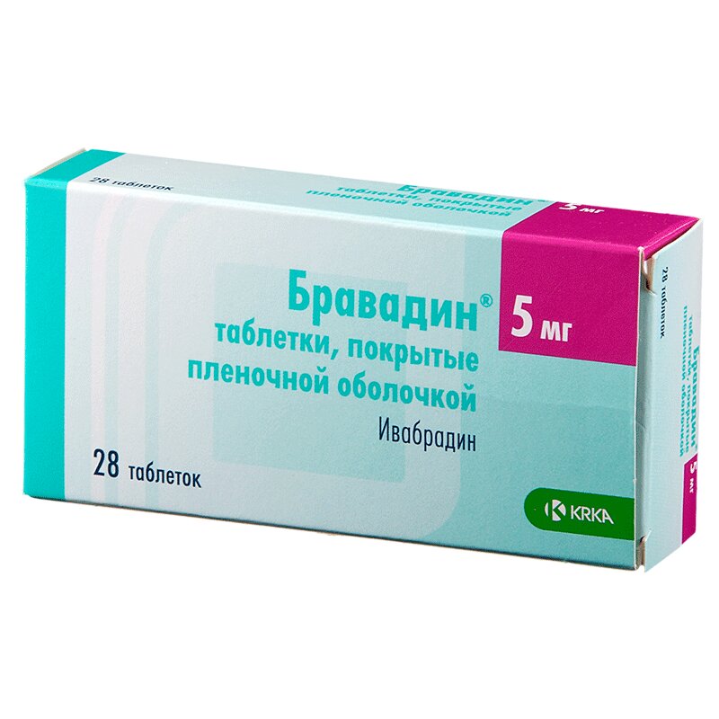 Изображение товара Бравадин 5 мг таблетки 28 шт - лечение стенокардии и сердечной недостаточности