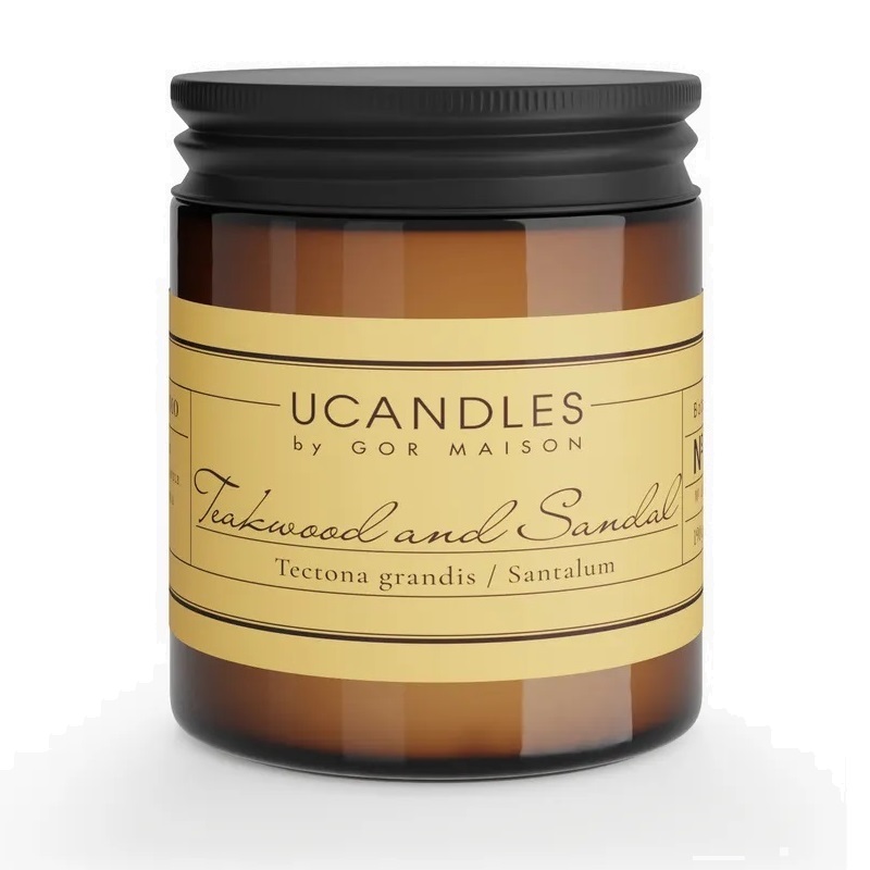 Изображение товара Ароматическая свеча Ucandles Ботаник в банке с крышкой 190 г, тиковое дерево