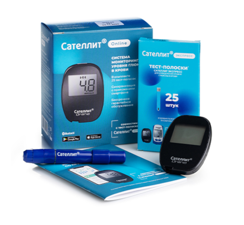 Изображение товара Глюкометр Сателлит Online - точное измерение глюкозы крови с синхронизацией