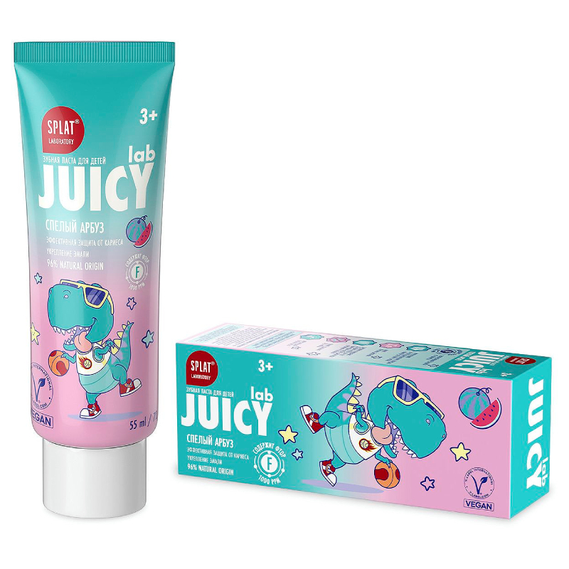 Изображение товара Splat Juicy Lab Зубная паста с фтором для детей от 3 лет против кариеса и зубного налета Спелый арбуз 55 мл