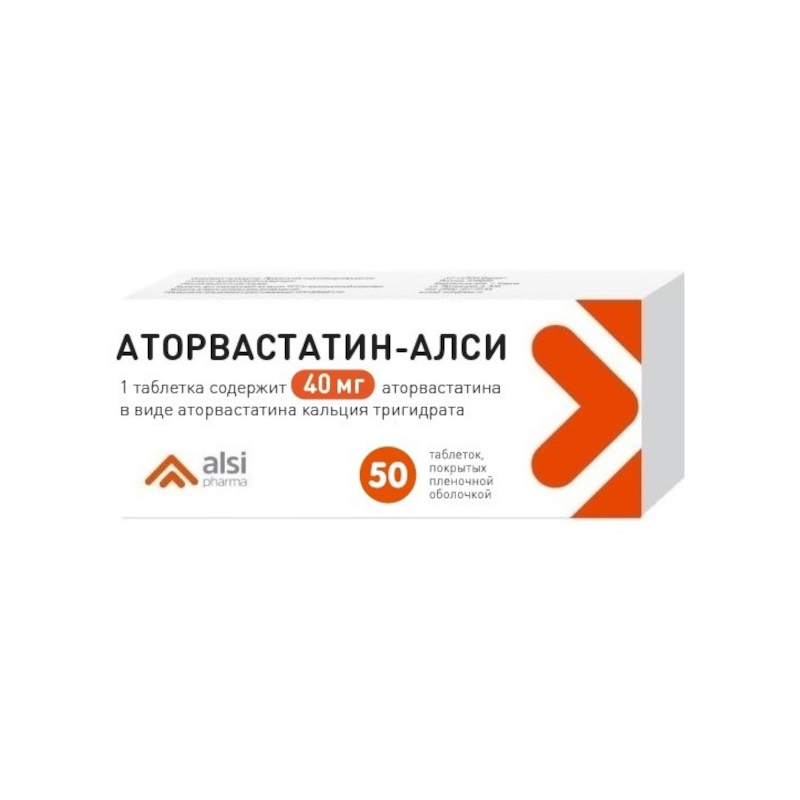Изображение товара Аторвастатин-АЛСИ 40 мг таблетки 50 шт для снижения холестерина