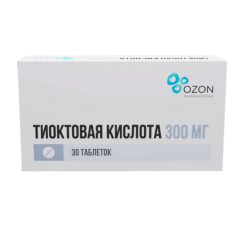 Изображение товара Тиоктовая кислота 300 мг таблетки 30 шт для поддержания при диабете и полиневропатии
