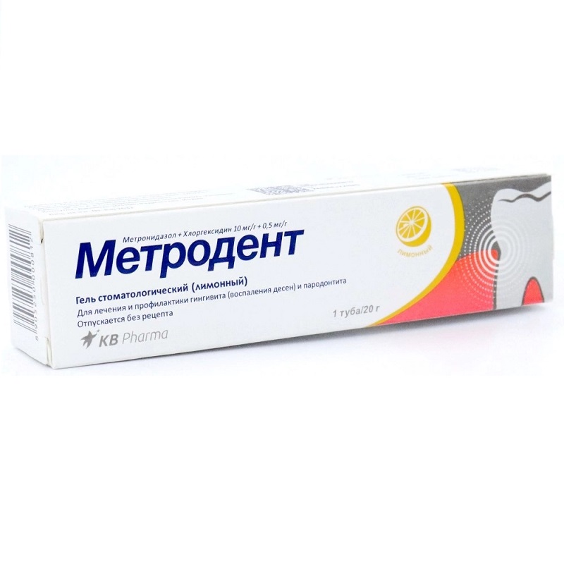 

Метродент 10 мг/г+0,5 мг/г гель стоматологический Лимон 20 г