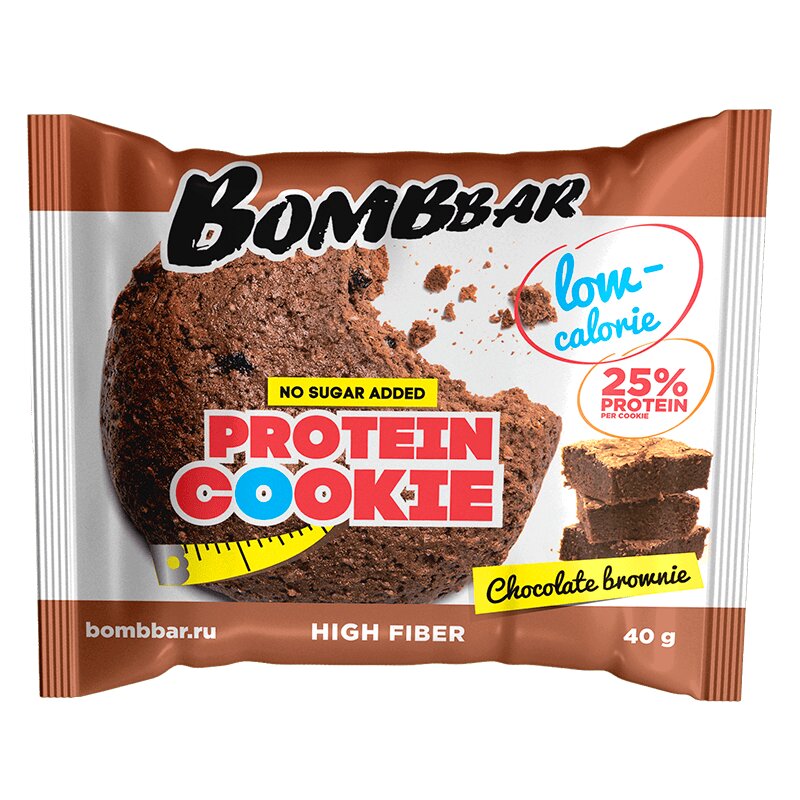 Бомббар Печенье неглазированное 40 г Шоколадный брауни протеиновое печенье bombbar творожный кекс