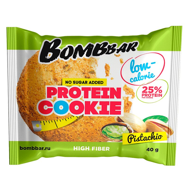 Бомббар Печенье неглазированное 40 г Фисташка протеиновое печенье bombbar творожный кекс