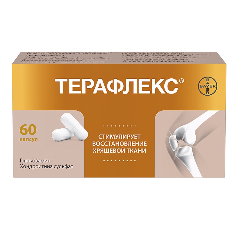 Изображение товара Терафлекс капсулы для суставов и позвоночника, 60 шт, глюкозамин и хондроитина сульфат