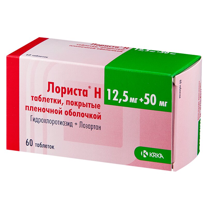 Изображение товара Лориста Н 12,5 мг+50 мг таблетки для снижения давления, 60 шт