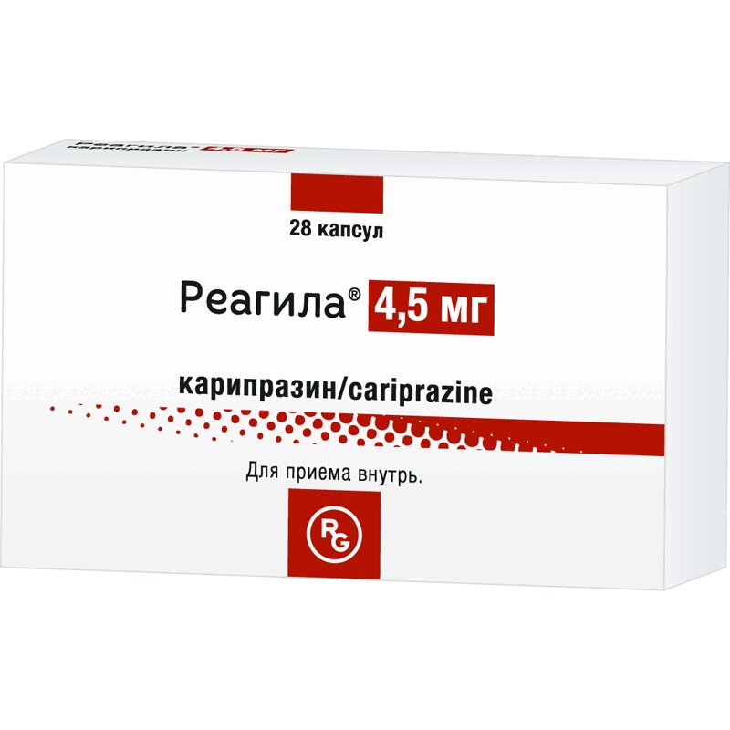 Изображение товара Реагила капсулы 4 5 мг 28 шт для лечения шизофрении и биполярных расстройств