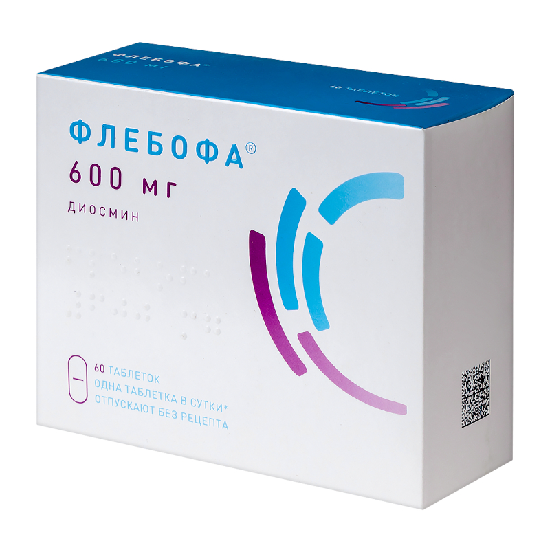 Изображение товара Флебофа 600 мг таблетки 60 шт для вен и сосудов ног Россия