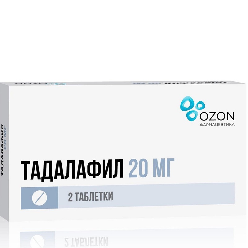 Изображение товара Тадалафил 20 мг таблетки для лечения эректильной дисфункции 2 шт