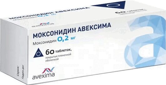 Изображение товара Моксонидин Авексима 0,2 мг таблетки 60 шт для гипертензии