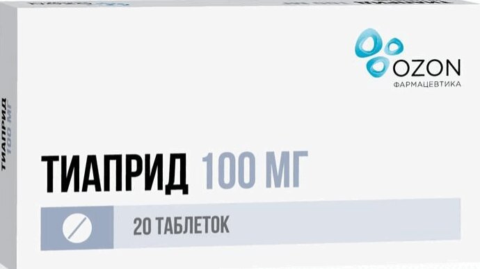 Изображение товара Тиаприд 100 мг таблетки 20 шт - антипсихотик, нейролептик и противорвотное средство