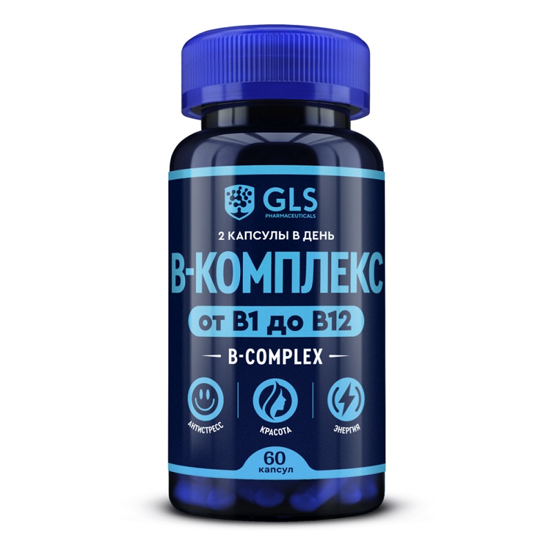 Изображение товара Комплекс витаминов группы В от GLS Pharmaceuticals, капсулы 60 шт