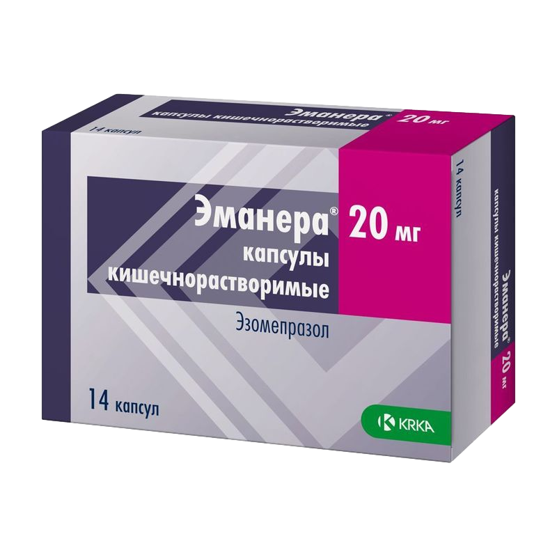 Изображение товара Эманера 20 мг капсулы кишечнорастворимые 14 шт для снижения кислотности желудка